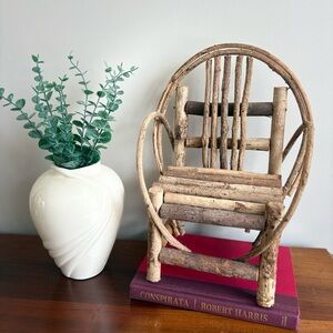 Rustic Bentwood Twig Doll Chair • Handmade Folk Art • Plant Stand